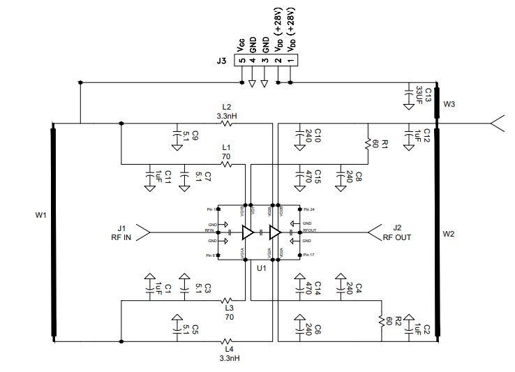 Application Circuit Diagram - MACOM CMPA5259025SAMP1 Evaluation Board